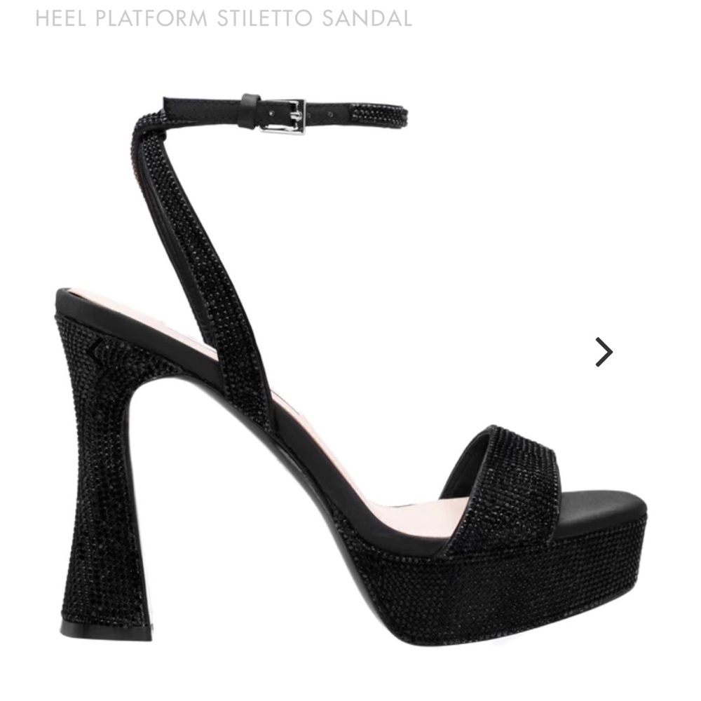 Black rhinestone platform heels